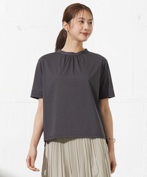 【接触冷感】プレーティングジャージー モックネック カットソー