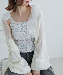 MAJESTIC LEGON | カップ付肩リボンシャーリングキャミ(キャミソール)