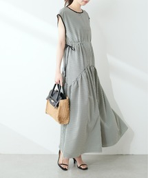 natural couture | 【WEB限定】ドロストデザインチェック柄ワンピース(ワンピース)