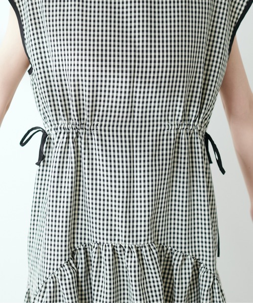 今季✿新品✿ ドロストデザインチェック柄ワンピース ピンク WEB限定】ドロストデザインチェック柄ワンピース | natural