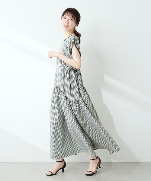 WEB限定】ドロストデザインチェック柄ワンピース（ワンピース