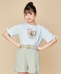 JENNI love（ジェニィラブ）の「【UVカット・抗菌防臭・着る虫よけ】防蚊そでレースアップねこTシャツ（Tシャツ/カットソー・キッズ）」