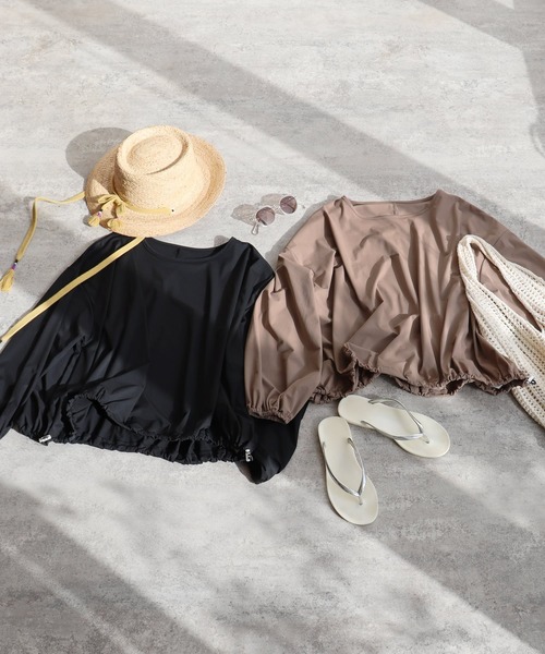 reca（レカ）の「UVカット  ラッシュガード ドロストプルオーバー（ラッシュガード・レディース・ブラック/モカ・L/M/S）」の6枚目の写真