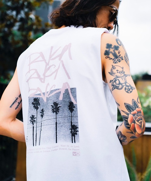 RVCA（ルーカ）の「RVCA メンズ SCRAWLS TANKTOP タンクトップ 【2024年夏モデル】/ルーカバックプリントマッスルタンク（タンクトップ・メンズ・ホワイト/ブラック/パープル・SMALL/MEDIUM/LARGE/X-LARGE）」の8枚目の写真