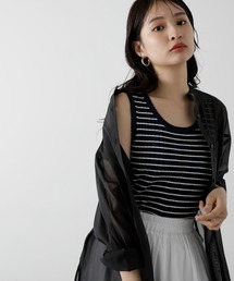 ◆バイカラーボーダーニットタンク