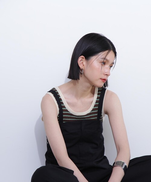 N.（N. Natural Beauty Basic）（エヌエヌナチュラルビューティーベーシック）の「◆バイカラーボーダーニットタンク（タンクトップ・レディース・ブラウン/ネイビー/ホワイト・MEDIUM）」の3枚目の写真