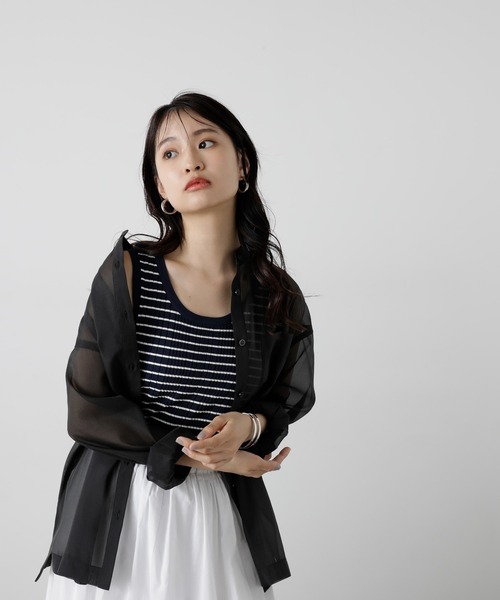 N.（N. Natural Beauty Basic）（エヌエヌナチュラルビューティーベーシック）の「◆バイカラーボーダーニットタンク（タンクトップ・レディース・ブラウン/ネイビー/ホワイト・MEDIUM）」の20枚目の写真