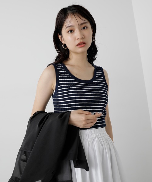 N.（N. Natural Beauty Basic）（エヌエヌナチュラルビューティーベーシック）の「◆バイカラーボーダーニットタンク（タンクトップ・レディース・ブラウン/ネイビー/ホワイト・MEDIUM）」の21枚目の写真
