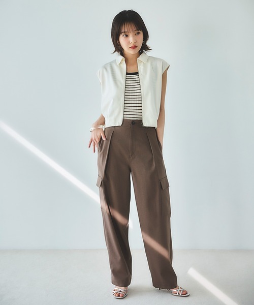 N.（N. Natural Beauty Basic）（エヌエヌナチュラルビューティーベーシック）の「◆バイカラーボーダーニットタンク（タンクトップ・レディース・ブラウン/ネイビー/ホワイト・MEDIUM）」の11枚目の写真