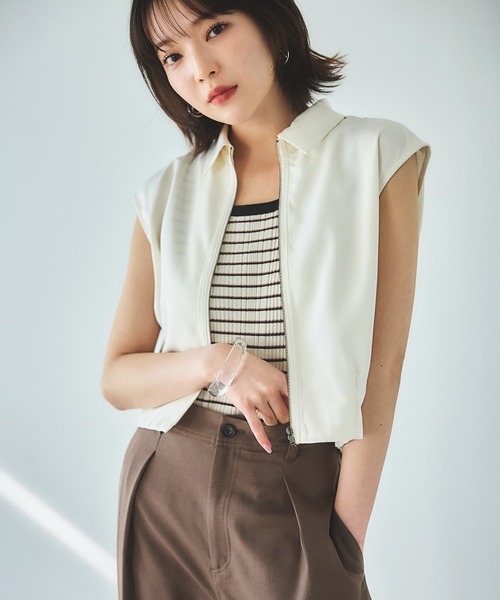 N.（N. Natural Beauty Basic）（エヌエヌナチュラルビューティーベーシック）の「◆バイカラーボーダーニットタンク（タンクトップ・レディース・ブラウン/ネイビー/ホワイト・MEDIUM）」の12枚目の写真