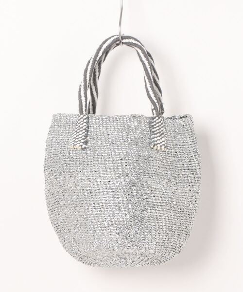 COLLAGE GALLARDAGALANTE（コラージュガリャルダガランテ）の「Africansquare/シルバーサイザルバッグ（トートバッグ・レディース・シルバー・FREE）」の2枚目の写真
