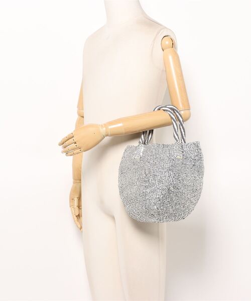 COLLAGE GALLARDAGALANTE（コラージュガリャルダガランテ）の「Africansquare/シルバーサイザルバッグ（トートバッグ・レディース・シルバー・FREE）」の5枚目の写真