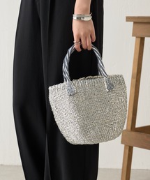 Africansquare/シルバーサイザルバッグ