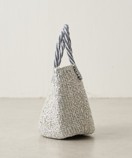 COLLAGE GALLARDAGALANTE（コラージュガリャルダガランテ）の「Africansquare/シルバーサイザルバッグ（トートバッグ・レディース・シルバー・FREE）」の6枚目の写真