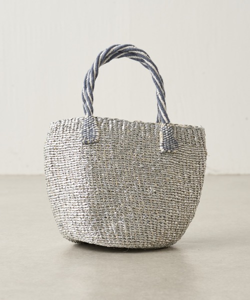 COLLAGE GALLARDAGALANTE（コラージュガリャルダガランテ）の「Africansquare/シルバーサイザルバッグ（トートバッグ・レディース・シルバー・FREE）」の12枚目の写真