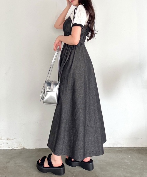 OLIVE des OLIVE(オリーブデオリーブ)の「フロントジップキャミワンピース(ワンピース・レディース・ボルドー/アイボリー/ブラック系その他・FREE)」の5枚目の写真