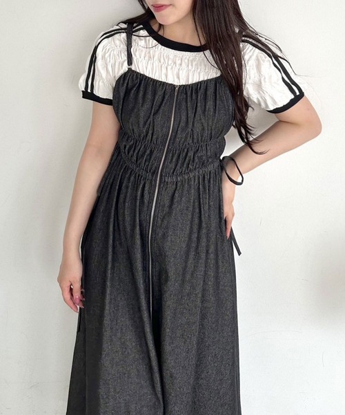 OLIVE des OLIVE(オリーブデオリーブ)の「フロントジップキャミワンピース(ワンピース・レディース・ボルドー/アイボリー/ブラック系その他・FREE)」の7枚目の写真