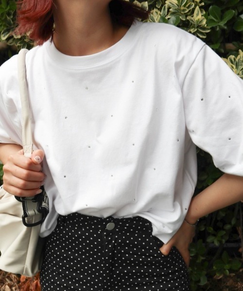 JUMELLE(ジュメロ)の「stone cropped T(Tシャツ/カットソー・レディース・ホワイト/ブラック・MEDIUM)」の1枚目の写真