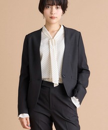 INED CLARO | 【洗えるセットアップ】エシカルメランジ カラーレスジャケット(スーツジャケット)