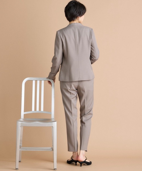 INED CLARO（イネドクラロ）の「【洗えるセットアップ】エシカルメランジ カラーレスジャケット（スーツジャケット・レディース・モカ/ブラック・7号/11号/9号）」の7枚目の写真