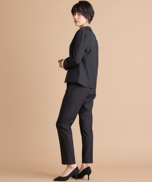 INED CLARO（イネドクラロ）の「【洗えるセットアップ】エシカルメランジ カラーレスジャケット（スーツジャケット・レディース・モカ/ブラック・7号/11号/9号）」の14枚目の写真