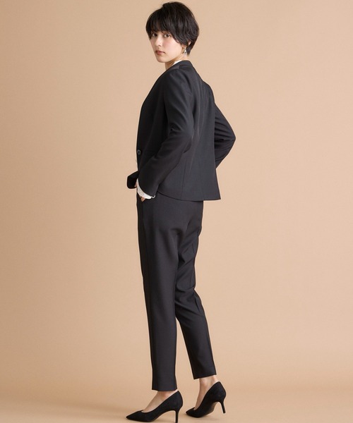 INED CLARO（イネドクラロ）の「【洗えるセットアップ】エシカルメランジ カラーレスジャケット（スーツジャケット・レディース・モカ/ブラック・7号/11号/9号）」の15枚目の写真