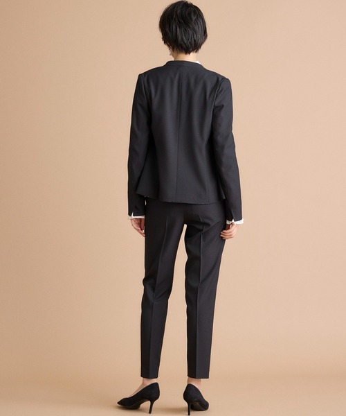 INED CLARO（イネドクラロ）の「【洗えるセットアップ】エシカルメランジ カラーレスジャケット（スーツジャケット・レディース・モカ/ブラック・7号/11号/9号）」の16枚目の写真