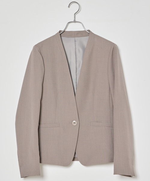 INED CLARO（イネドクラロ）の「【洗えるセットアップ】エシカルメランジ カラーレスジャケット（スーツジャケット・レディース・モカ/ブラック・7号/11号/9号）」の19枚目の写真