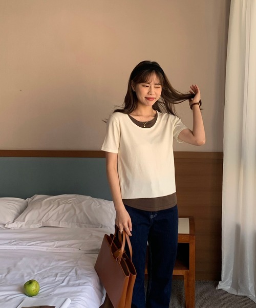 BANICO(バニコ)の「【Banico】ツーピース風Tシャツ (SS)(Tシャツ/カットソー・レディース・ブラック/ライトグレー/ホワイト/チョコ・FREE)」の13枚目の写真