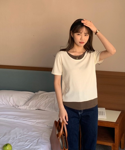 BANICO(バニコ)の「【Banico】ツーピース風Tシャツ (SS)(Tシャツ/カットソー・レディース・ブラック/ライトグレー/ホワイト/チョコ・FREE)」の12枚目の写真