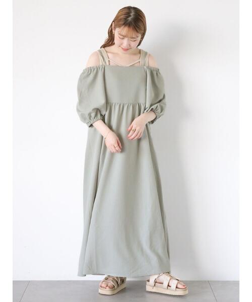 ehka sopo（エヘカソポ）の「スクエアネックタンクトップ（タンクトップ・レディース・ピンク/キナリ/グリーン/ブラック・F）」の5枚目の写真