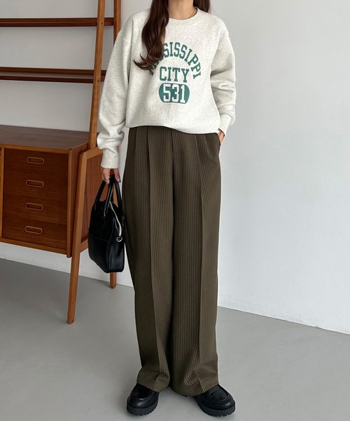 callautia（カラウティア）の「チェックワイドスラックスパンツ（スラックス・レディース・グレー/ダークベージュ/ブラウン・SMALL/MEDIUM/LARGE）」の12枚目の写真