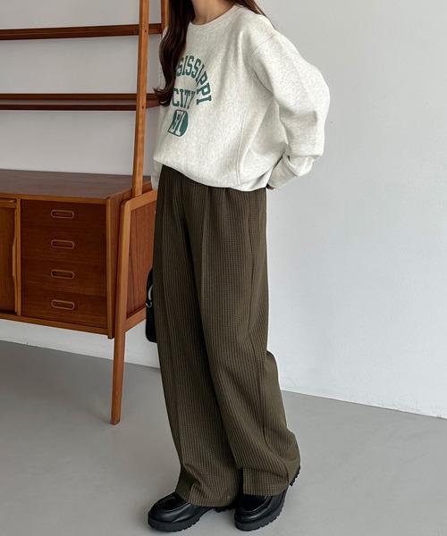 callautia（カラウティア）の「チェックワイドスラックスパンツ（スラックス・レディース・グレー/ダークベージュ/ブラウン・SMALL/MEDIUM/LARGE）」の13枚目の写真