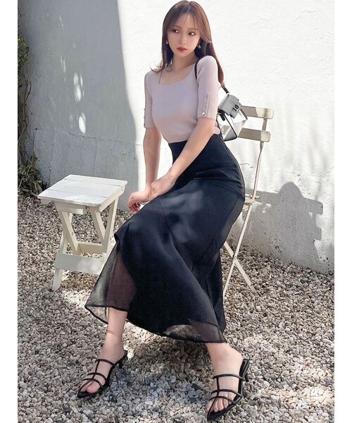 RESEXXY（リゼクシー）の「シアードッキングマーメイドスカート（スカート・レディース・アイボリー/ピンク/ブラック/ブルー・FREE）」の6枚目の写真