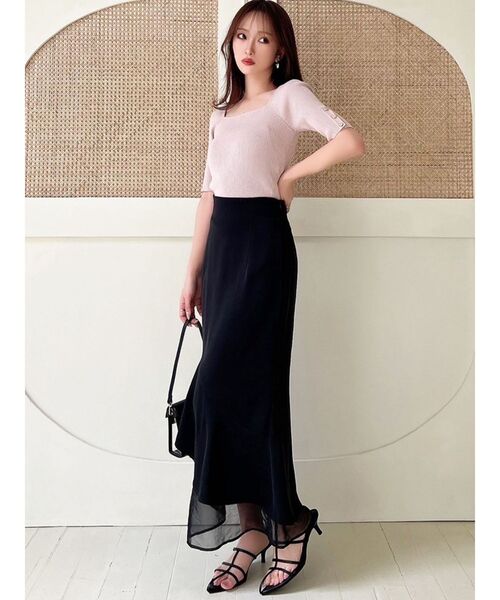 RESEXXY（リゼクシー）の「シアードッキングマーメイドスカート（スカート・レディース・アイボリー/ピンク/ブラック/ブルー・FREE）」の9枚目の写真