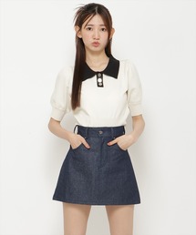 REDYAZEL | デニムライクAラインミニスカート(デニムスカート)