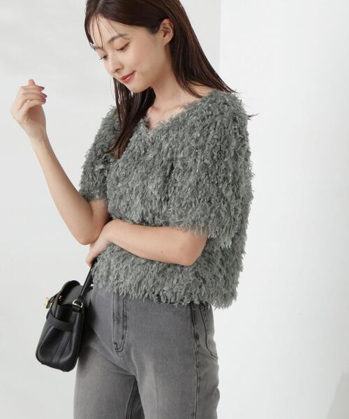 PROPORTION BODY DRESSING（プロポーションボディドレッシング）の「前後２ＷＡＹフェザーヤーントップス / 1214210802（シャツ/ブラウス・レディース・イエロー/ピンク/グリーン/グレー・FREE）」の9枚目の写真