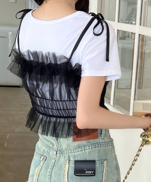 NODRESS x LABELHOOD リボン　キャミソール　トップス NODRESS x LABELHOOD リボンキャミソールトップス