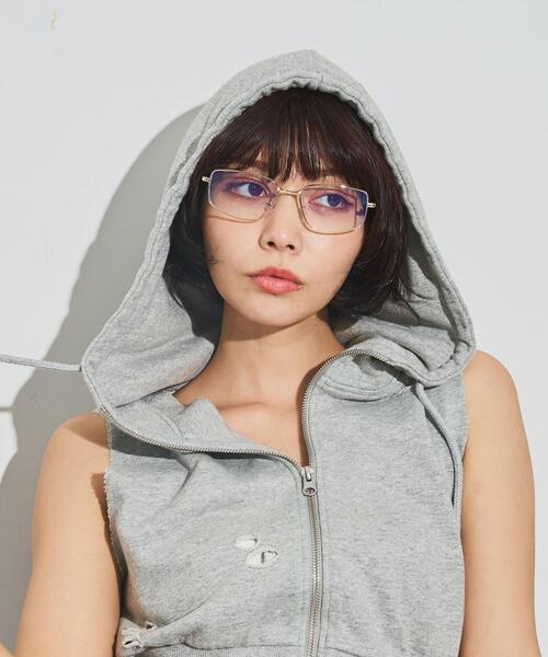 WEGO（ウィゴー）の「WEGO/メタルフレームスクエアアイウェア（メガネ・レディース・シルバー/ゴールド・FREE）」の5枚目の写真