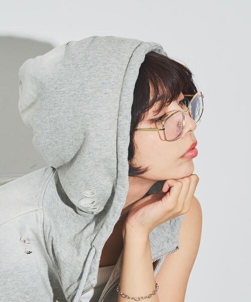 WEGO（ウィゴー）の「WEGO/メタルフレームスクエアアイウェア（メガネ・レディース・シルバー/ゴールド・FREE）」の6枚目の写真