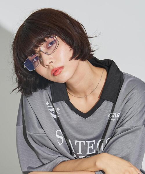 WEGO（ウィゴー）の「WEGO/メタルフレームスクエアアイウェア（メガネ・レディース・シルバー/ゴールド・FREE）」の3枚目の写真