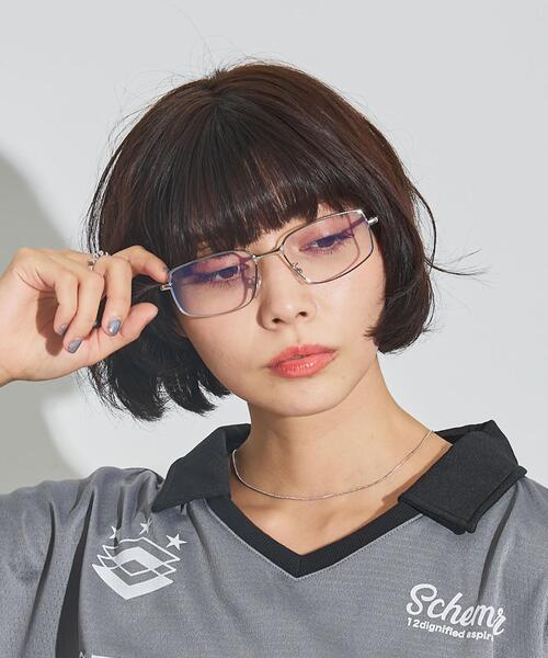 WEGO（ウィゴー）の「WEGO/メタルフレームスクエアアイウェア（メガネ・レディース・シルバー/ゴールド・FREE）」の4枚目の写真