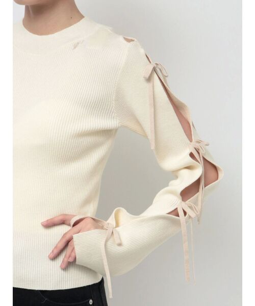 EATME（イートミー）の「リボンスリーブニットTOP（ニット/セーター・レディース・ブラック/ブラウン/オフホワイト・FREE）」の10枚目の写真