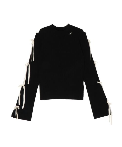 EATME（イートミー）の「リボンスリーブニットTOP（ニット/セーター・レディース・ブラック/ブラウン/オフホワイト・FREE）」の6枚目の写真