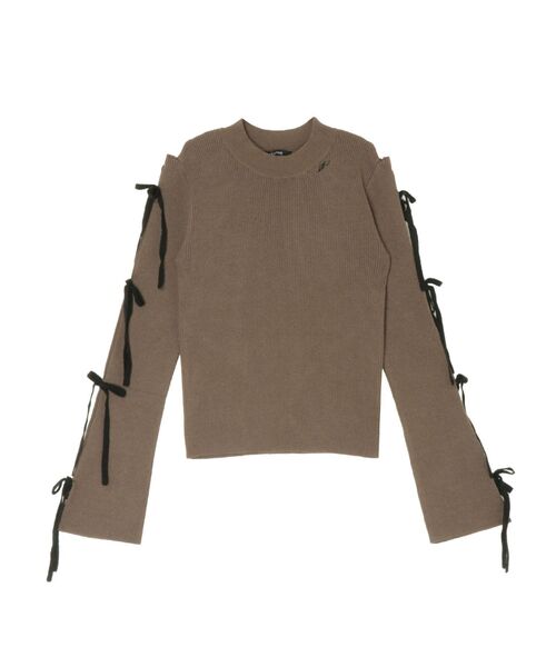 EATME（イートミー）の「リボンスリーブニットTOP（ニット/セーター・レディース・ブラック/ブラウン/オフホワイト・FREE）」の7枚目の写真