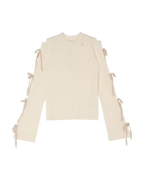 EATME（イートミー）の「リボンスリーブニットTOP（ニット/セーター・レディース・ブラック/ブラウン/オフホワイト・FREE）」の8枚目の写真