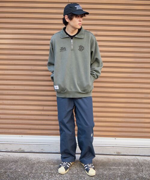 【セール】【BEN DAVIS（ベンデイビス）】LEAGUER FADED HALF ZIP / ヴィンテージライク オーバーサイズ シンプル ノームコア 刺繍 裏起毛（スウェット）｜BEN DAVIS（ベンデイビス）