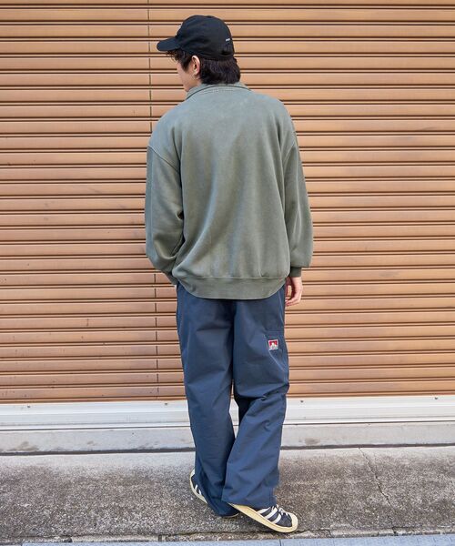 【セール】【BEN DAVIS（ベンデイビス）】LEAGUER FADED HALF ZIP / ヴィンテージライク オーバーサイズ シンプル ノームコア 刺繍 裏起毛（スウェット）｜BEN DAVIS（ベンデイビス）