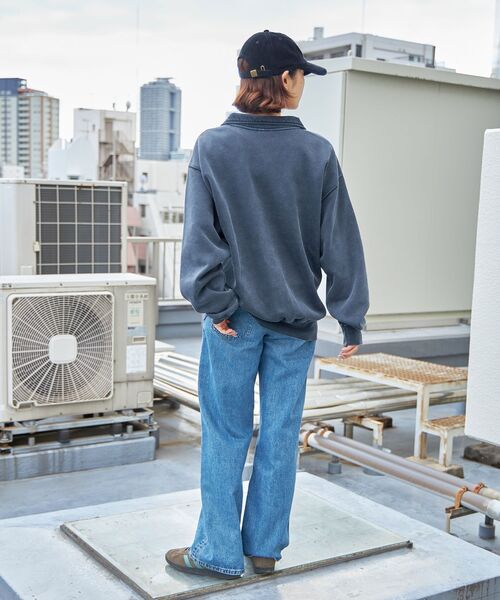 【セール】【BEN DAVIS（ベンデイビス）】LEAGUER FADED HALF ZIP / ヴィンテージライク オーバーサイズ シンプル ノームコア 刺繍 裏起毛（スウェット）｜BEN DAVIS（ベンデイビス）