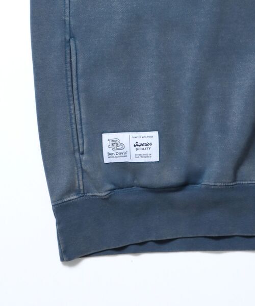 【セール】【BEN DAVIS（ベンデイビス）】LEAGUER FADED HALF ZIP / ヴィンテージライク オーバーサイズ シンプル ノームコア 刺繍 裏起毛（スウェット）｜BEN DAVIS（ベンデイビス）